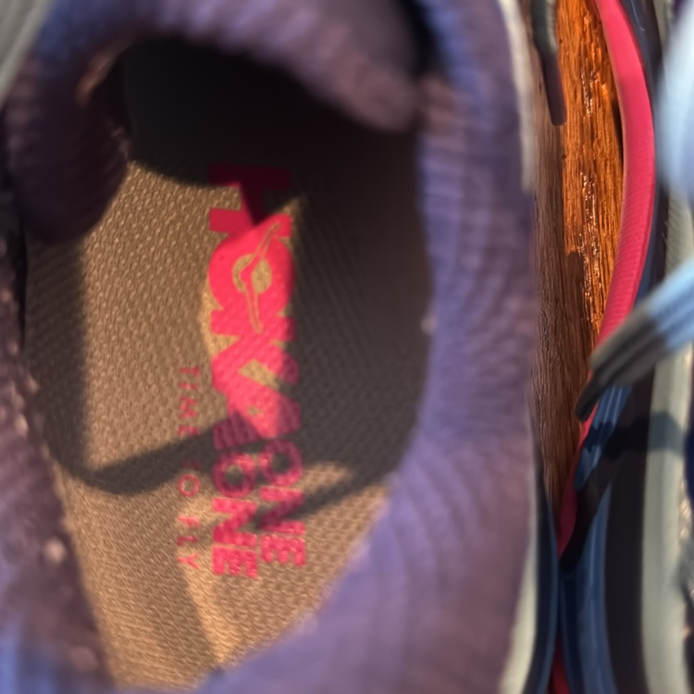Hoka One One Vibrant Blue and Pink Athletic Shoes - Picture 8 of 13